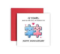Huxters Carte de 12e anniversaire pour mari ou femme 12 ans ensemble et tu es mon parfait puzzle d'amour - 14,8 cm (12 ans)