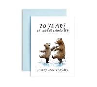 Huxters Carte de 20e anniversaire de mariage pour mari ou femme 20 ans d'amour Laughter and Us - Ours anniversaire de mariage - 14,8 cm (20 ans)