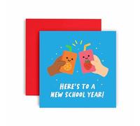 Huxters Carte de bonne chance pour une nouvelle classe d'école - Cartes de premier jour d'école - Here's To a New School Year - Fils, fille, petit-fils, petite-fille, neveu et nièce