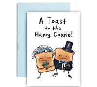 Huxters Carte de félicitations de mariage A5 « A Toast to the Happy Couple » - Cadeau de mariage pour couple - Papier recyclable avec enveloppe - Carte de vœux amusante, certifiée FSC et durable