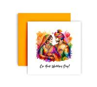 Huxters Carte de mariage indien pour couple - Carte de vœux Mr et Mrs - Carte de vœux Just Married de la part d'amis et de la famille - Carte de félicitations de mariage 14,8 cm