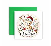 Huxters Carte de Noël 1er Noël en 2024 - Ours mignon - Carte de Noël pour bébé et première famille - 14,8 cm