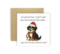 Huxters Carte de Noël amusante de Chien de montagne bernois pour maman, papa, chien, parents, chiens - We Both Know I Didn't Buy You This Card But Can We Go Walkies Now ? (Bouvier bernois)