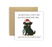Huxters Carte de Noël amusante de chien schnauzer miniature noire pour maman, papa, chiens, cartes - We Both Know I Didn't Buy You This Card But Can We Go Walkies Now ? (Schnauzer miniature) Noir