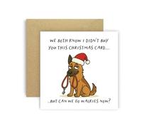 Huxters Carte de Noël amusante de Dog Belge Malinois pour maman, papa, chien, parents, chiens - We Both Know I Didn't Buy You This Card But Can We Go Walkies Now ? (Malinois belge)