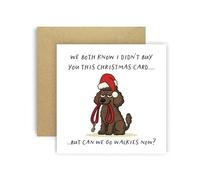 Huxters Carte de Noël amusante de Dog Caniche Brown pour maman, papa, parents, chiens - We Both Know I Didn't Buy You This Card But Can We Go Walkies Now ? (Marron caniche Marron)