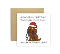 Huxters Carte de Noël amusante de Dog Cocker Spaniel Brown pour maman, papa, chiens, cartes - We Both Know I Didn't Buy You This Card But Can We Go Walkies Now ? (Cocker Spaniel Brown)
