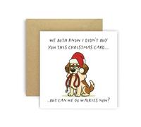 Huxters Carte de Noël amusante de Dog St. Bernard pour maman, papa, chien, parents, chiens, cartes - We Both Know I Didn't Buy You This Card But Can We Go Walkies Now? (Saint-Bernard)