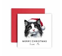 Huxters Carte de Noël - Chat noir et blanc Merry Christmas to Cat Mum and Dad - Friends, Family First