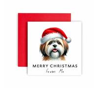 Huxters Carte de Noël du chien - Lhassa Apso - Merry Christmas to Dog Mum and Dog Dad - Carte de Noël du chien à ses amis famille First Christmas (Lhassa Apso)