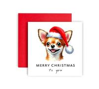 Huxters Carte de Noël pour chien - Chihuahua - Merry Christmas to Dog Mum and Dog Dad - Carte de Noël du chien à ses amis, famille, premier Noël (Chihuahua)