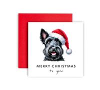 Huxters Carte de Noël Scottish Terrier - Merry Christmas to Dog Mum and Dad - From Your Dog