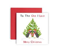 Huxters Carte de Noël « To The One I Love at Christmas » pour lui,Carte de Noël « Love for Her »,14.8x14.8 cm,Carrée,Carte de Noël idéale pour petit ami, mari, épouse, amour, Well Wishing