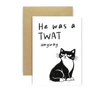 Huxters Carte de rupture amusante - Illustration de chat moody avec message humoristique - Salutations coquines pour un ami qui passe par le divorce séparation