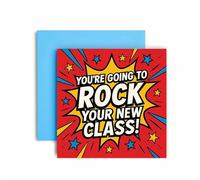 Huxters Carte porte-bonheur pour nouvelle classe - Cartes de premier jour d'école - You're going to Rock your new class - Fils, fille, petit-fils, petite-fille, neveu, nièce (Rock)