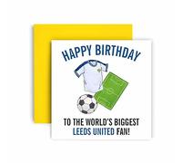 Huxters Cartes de football pour les fans de Leeds United - Carte d'anniversaire pour papa, mari, grandpère, frère, fils - Carte d'anniversaire pour homme pour lui - Illustrations sur le thème du