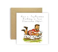 Huxters Gloucester Carte d'anniversaire de rugby pour femme, enfant - Fan de Gloucester - Anniversaire Trymendous Birthday pour fils, petit-fils, frère, neveu, sœur, nièce, tante, maman, papa