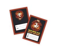 Huxters Lot de 14 invitations à thème Steve's Lava Chicken Jockey Game - Jeux vidéo - Invitations d'anniversaire pour enfants - Fournitures pour garçons - Mode de survie sur le thème du bloc (poulet
