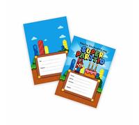 Huxters Lot de 14 invitations de plombier italiens double face pour fête d'anniversaire d'enfants pour garçons et garçons (Super M)