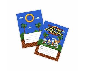 Huxters Lot de 14 invitations double face motif hérisson bleu pour fête d'anniversaire d'enfants pour garçons, fête à thème Super Sonic (bleu)
