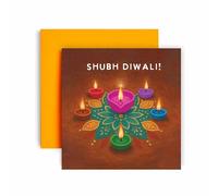 Huxters Shubh Diwali Carte de vœux Diya et Rangoli Multicolore