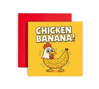 Huxters TikTok Carte d'anniversaire amusante Motif poulet banane pour enfants 5 ans, 6 ans, 7 ans, 8 ans, 7 à 13 ans, fils, fille, ami (poulet banane 1)