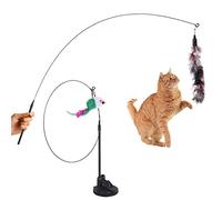 HuYan pour chat - Jouet à double tête pour chaton, jouet interactif à base de ventouse, jouet pour chaton chatouille artefact avec clip fixe