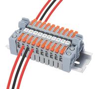 Huybaa 10 Pièces Bornier Rail Din, Bornier Electrique Gris 0,5-2,5mm² Domino électriques avec Rail DIN Universel Connecteur de Câblage Compact, Avec Modules de Fixation, Bandes de Repérage