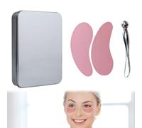 Huybaa 3 Pièces Patch Yeux Reutilisable, en Silicone Réutilisables Masque Sous les Yeux Ridules et Rides Repulpées avec Applicateur de Crème pour les Yeux en Métal et Étui en Étain