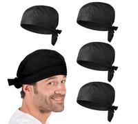 Huybaa 4 Pièces Toque de Chef Cuisinier, Bandana Chef Ajustable Chapeau, Calot de Cuisine Idéal pour Restaurants, Cuisines, Boulangeries, Cafés,Hôtel et Supermarché
