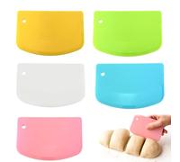 Huybaa 5PCS Corne Patisserie, 13.5x9.2cm Coupe-pâte en Plastique Grattoir à Pâte - Spatule Cuisine et Pâtisserie - Set Multicolore (Blanc, Rose, Vert, Orange, Bleu)