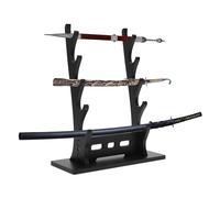 huyear Support d'épée à 5 niveaux, noir - Support pour épée de samouraï - Support en bois pour Katana Sword Tanto Rapier Genji