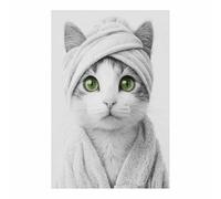 HUYEEI Abstrait Noir et Blanc Minimaliste Imprimés Chats enveloppés dans une écharpe tableaux, posters et arts décoratifs, Convient pour le salon, la chambre, etc(Noir et blanc)-70x100cm Sans cadre