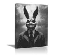 HUYEEI Abstrait Noir et Blanc Minimaliste Imprimés Excentrique à tête de lapin tableaux, posters et arts décoratifs, Convient pour le salon, la chambre, etc(Noir et blanc)-20x30cm Encadrée