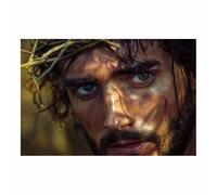 HUYEEI Affiche d'art de Jésus Couronne d'épines peinture religieuse, la décoration murale dans l'église,la salle de prière,le christianisme,l'école,l'hôpital(marron18)-70x100cm Sans cadre