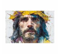 HUYEEI Affiche d'art de Jésus Visage d'une couronne d'épines peinture religieuse, la décoration murale dans l'église,la salle de prière,le christianisme,l'école(multicolore28)-60x80cm Sans cadre