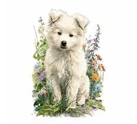 HUYEEI Affiches et impressions d'animaux Compagnons de fleurs avec des chiens toile decoration murale, Convient pour le salon, la chambre,Bureau du corridor etc.(blanc137)-20x30cm Sans cadre