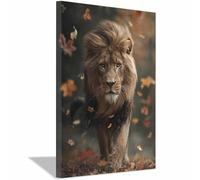 HUYEEI Affiches et impressions d'animaux Marches des lions toile decoration murale, Convient pour le salon, la chambre,Bureau du corridor etc.(marron182)-60x90cm Encadrée