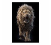 HUYEEI Animal Tableau sur Toile Rugissements de lions en colère Tableaux Modernes Impressions Salon la salle de bain Chambre Affiche Mur Image Décoration(marron23)-20x30cm Sans cadre