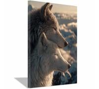 HUYEEI Animaux abstraits peintures Loup se blottissant peinture sur toile, Convient pour le salon, la salle de bain, etc.(blanc101)-40x60cm Encadrée