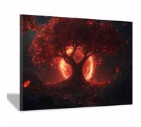 HUYEEI Arbre de Vie Impression Sur Toile Arbre aux flammes écarlates Tableau Mural Peinture Murale Moderne Art Decoration Pour Maison,Bain bureau Salon(rouge156)-20x30cm Encadrée