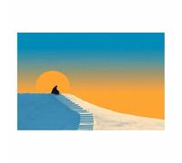 HUYEEI Art Moderne Style Abstrait Pensées du coucher de soleil colorée Tableau,Salon Murale Moderne ableau chambre salle de bain bureau Appartemen Décoration(Bleu pâle137)-70x100cm Sans cadre