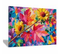 HUYEEI Art mural paysage Branche de rose trémière peinte œuvres d'art murales, impressions sur toile, décoration murale de chambre à coucher, cuisine, bureau, cheminée(rouge147)-60x90cm Encadrée