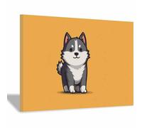 HUYEEI chien Tableau sur Toile Chiens à la forme charmante Tableaux Modernes Impressions Salon la salle de bain Chambre Affiche Mur Image Décoration(jaune)-40x60cm Encadrée