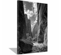 HUYEEI De Mode Vintage Affiche Noir Murale Plages rocheuses dans une gorge Tableaux Pour Salon Moderne le salon Bureau du corridor Decoration à La Maison(Noir et blanc)-60x90cm Encadrée