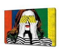 HUYEEI Décor Abstrait Peintures Couleur couvrant le visage Grandes impressions d'art moderne,pour peintur photo pour salon Toile Chambre Mur Salle de bain Bureau(Vert)-60x90cm Encadrée