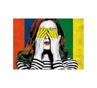 HUYEEI Décor Abstrait Peintures Couleur couvrant le visage Grandes impressions d'art moderne,pour peintur photo pour salon Toile Chambre Mur Salle de bain Bureau(Vert)-60x80cm Sans cadre