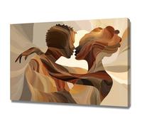 HUYEEI Décor Abstrait Peintures Ombre d'amour enchevêtrée Grandes impressions d'art moderne,pour peintur photo pour salon Toile Chambre Mur Salle de bain Bureau(Brun)-60x90cm Encadrée