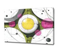 HUYEEI Décor Abstrait Peintures Peinture de cercles colorés Grandes impressions d'art moderne,pour peintur photo pour salon Toile Chambre Mur Salle de bain Bureau(Blanc)-20x30cm Encadrée