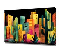 HUYEEI Décor Abstrait Peintures Peinture de plantes urbaines Grandes impressions d'art moderne,pour peintur photo pour salon Toile Chambre Mur Salle de bain Bureau(Multicolore)-60x90cm Encadrée